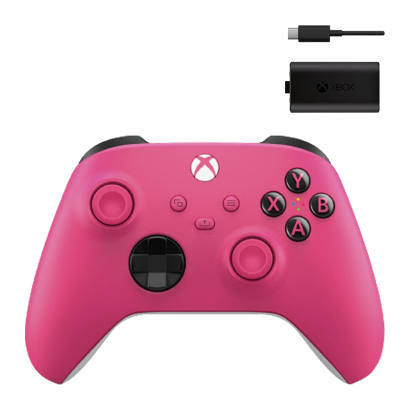 Набор Геймпад Беспроводной Microsoft Xbox Series Controller Deep Pink Новый  + Аккумулятор Play and Charge Kit + Кабель USB Type-C Black - Retromagaz