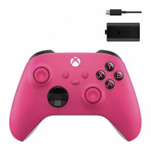 Набір Геймпад Бездротовий Microsoft Xbox Series Controller Deep Pink Новий  + Акумулятор Play and Charge Kit + Кабель USB Type-C Black - Retromagaz