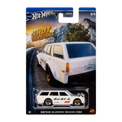 Тематическая Машинка Hot Wheels Datsun Bluebird (510) Hot Wagons 1:64 HWR56/HRR88 White - Retromagaz