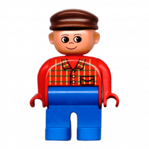 Фигурка Lego Boy Blue Legs Red Top Plaid Brown Cap Duplo 4555pb100 1 Б/У - Retromagaz