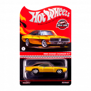 Машинка Premium Hot Wheels 1969 Dodge Charger R/T Red Line Club RLC 1:64 HNL23 Yellow - Retromagaz