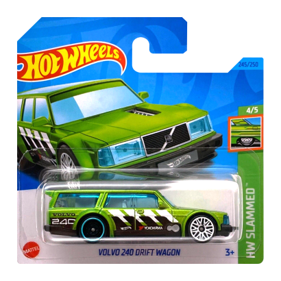 Машинка Базова Hot Wheels Volvo 240 Drift Wagon Slammed 1:64 HKJ07 Green - Retromagaz