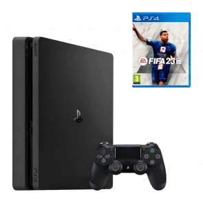 Консоль Sony PlayStation 4 Slim 500GB Black Б/У Хороший + Гра Sony PlayStation 4 FIFA 23 Російська Озвучка Новий