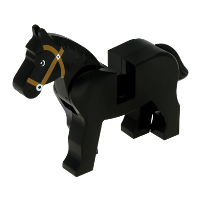 Фигурка Lego Земля Horse with Black and White Eyes White Pupils and Medium Nougat Bridle Animals 4493c01pb07 1 4587388 Black Б/У - Retromagaz