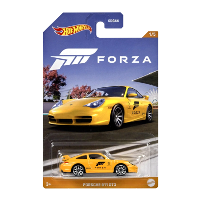 Тематическая Машинка Hot Wheels Porsche 911 GT3 Forza 1:64 HLK28 Yellow - Retromagaz