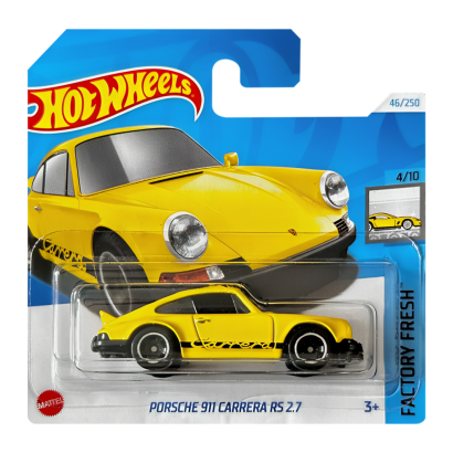 Машинка Базовая Hot Wheels Porsche 911 Carrera RS 2.7 Factory Fresh 1:64 HTC49 Yellow - Retromagaz