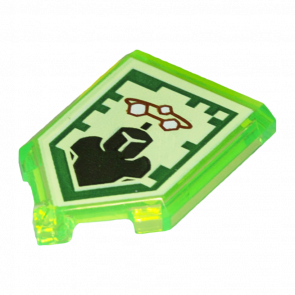 Плитка Lego Модифицированная Декоративная Pentagonal with Nexo Power Shield Pattern Stone Stun 2 x 3 22385pb046 6133342 Trans-Bright Green 4шт Б/У - Retromagaz