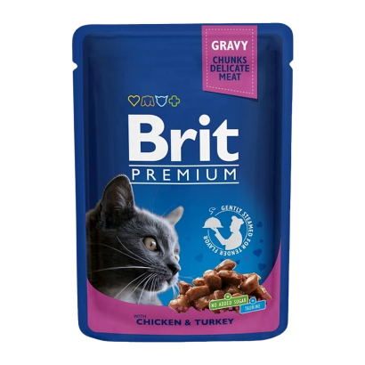 Вологий Корм для Котів Brit Premium Індичка Курка 100g - Retromagaz