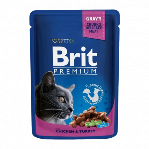 Вологий Корм для Котів Brit Premium Індичка Курка 100g