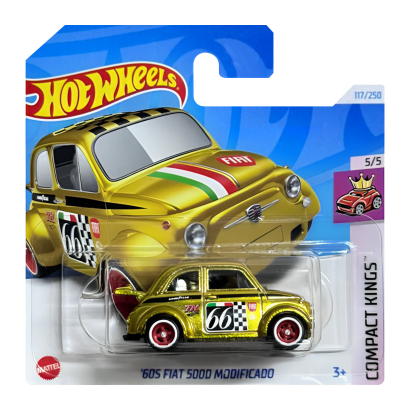 Машинка Базова Hot Wheels '60s Fiat 500D Modificado Super Treasure Hunt STH Compact Kings 1:64 HTF34 Gold - Retromagaz