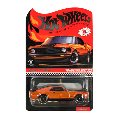 Машинка Premium Hot Wheels '70 Ford Mustang Boss 302 Red Line Club RLC 1:64 GXJ22 Orange - Retromagaz