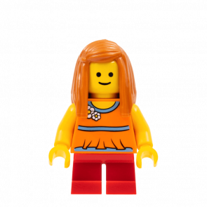 Фігурка Lego People 973pb0638 Child Gir Orange Torso Halter Top City twn161 1 Б/У