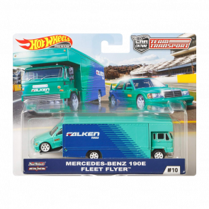 Машинка Premium Hot Wheels Mercedes-Benz 190E и Транспортер Fleet Flyer Team Transport 1:64 FYT08 Green 2шт