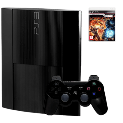 Набор Консоль Sony PlayStation 3 Super Slim 500GB Black Б/У  + Игра Mortal Kombat Английская Версия - Retromagaz