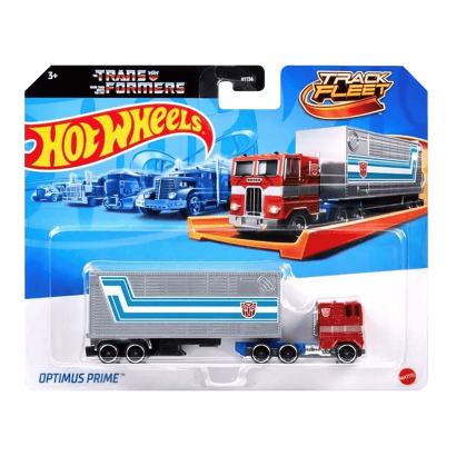 Машинка Базова Hot Wheels Freightliner Optimus Prime T7 Transformers та Транспортер Track Fleet 1:64 HXH02/JFF66 Red 2шт - Retromagaz