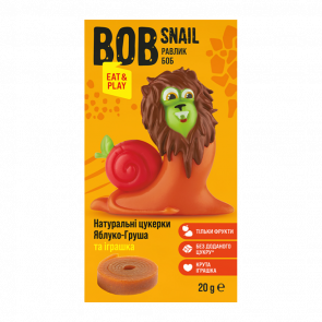 Набор Bob Snail Натуральные Фруктовые Конфеты Яблоко-Груша и Игрушка 20g - Retromagaz