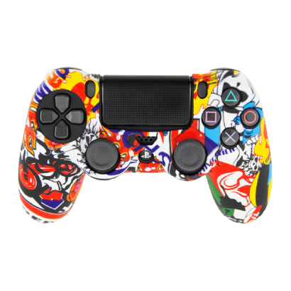 Чехол Силиконовый RMC PlayStation 4 Sticker Bomb Rainbow Новый - Retromagaz