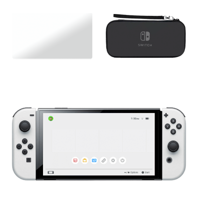 Набір Консоль Nintendo Switch OLED Model HEG-001 64GB White Новий  + Чохол Твердий Black + Захисне Скло - Retromagaz