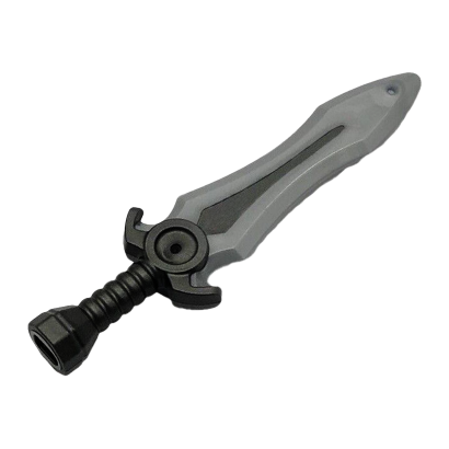 Оружие Lego Меч Sword Molded Flat Silver Blade Pattern 1996pb03 6503201 Pearl Dark Grey Б/У - Retromagaz