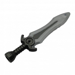 Оружие Lego Меч Sword Molded Flat Silver Blade Pattern 1996pb03 6503201 Pearl Dark Grey Б/У