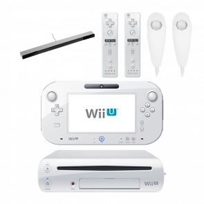 Набор Консоль Nintendo Wii U Модифицированная 96GB White + 10 Встроенных Игр Б/У  + Сенсор Движения RMC Sensor Bar Silver Новый + Контроллер Беспроводной  Remote Plus  2шт + Nunchuk  2шт - Retromagaz