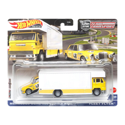 Машинка Premium Hot Wheels Mercedes-Benz 300 SEL 6.8 AMG и Транспортер Fleet Flyer Team Transport 1:64 HCR32 Yellow 2шт - Retromagaz