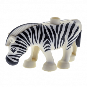 Фигурка Lego Animals Zebra Ridged Mane with Black Ends Duplo 4415c01pb01 White Б/У