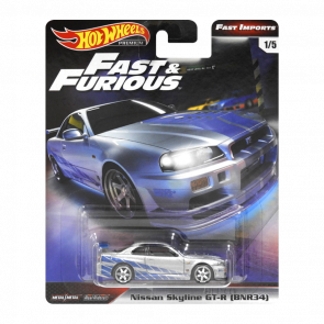 Машинка Premium Hot Wheels Nissan Skyline GT-R (BNR34) Fast & Furious 1:64 GBW78 Silver - Retromagaz