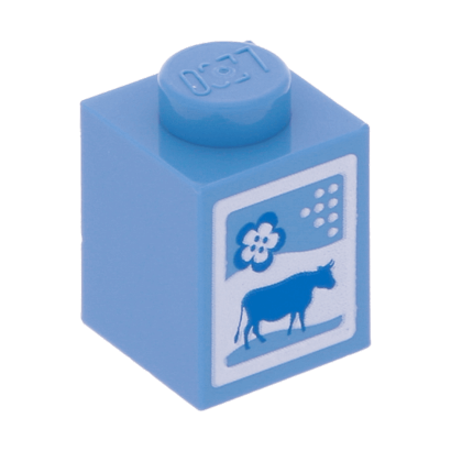 Кубик Lego Обычная Декоративная Cow and Flower Pattern Milk Carton 1 x 1 3005pb016 4619596 Medium Blue Б/У - Retromagaz