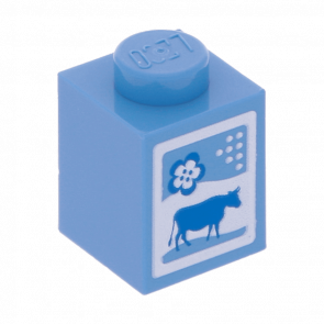 Кубик Lego Обычная Декоративная Cow and Flower Pattern Milk Carton 1 x 1 3005pb016 4619596 Medium Blue Б/У