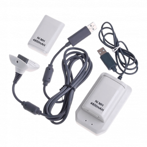 Аккумулятор Проводной RMC Xbox 360 Charging Kit 5 in 1 White + Зарядна Станція + USB Кабель White Новый - Retromagaz