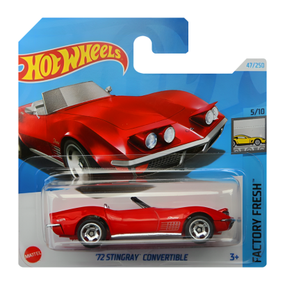 Машинка Базовая Hot Wheels '72 Stingray Convertible Factory Fresh 1:64 HTD09 Red - Retromagaz