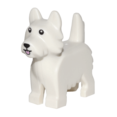 Фигурка Lego Земля Dog Terrier with Black Eyes and Nose Pink Tongue Pattern Animals 26078pb001 1 6160293 White Б/У - Retromagaz