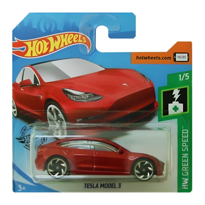 Машинка Базова Hot Wheels Tesla Model 3 Green Speed 1:64 FYD88 Red - Retromagaz