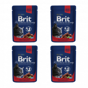 Набор Влажный Корм Brit для Кошек Premium Говядина и Горох 100g 4шт