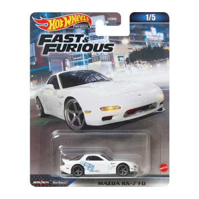 Машинка Premium Hot Wheels Mazda RX-7 FD Fast & Furious 1:64 HKD22 White - Retromagaz