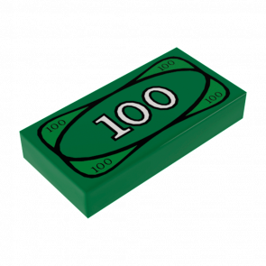 Плитка Lego Декоративна Groove with 100 Dollar Bill Money Pattern 1 x 2 3069bpx7 4295260 Green 4шт Б/У - Retromagaz