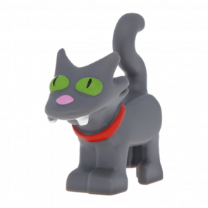 Фигурка Lego Земля Cat The Simpsons with Bright Pink Nose Lime Eyes Red Collar Pattern Animals 19680pb01 6104544 Dark Bluish Grey Б/У