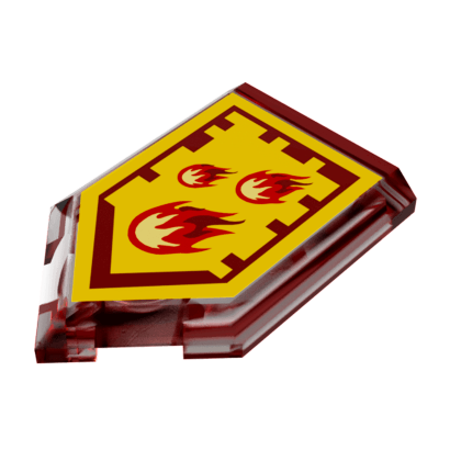 Плитка Lego Модифицированная Декоративная Pentagonal Nexo Power Shield Pattern Incinerate 2 x 3 22385pb008 6133525 Trans-Red 4шт Б/У - Retromagaz