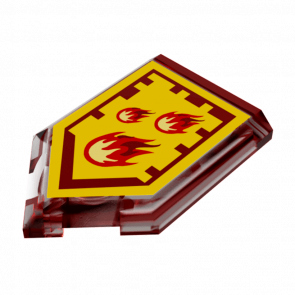 Плитка Lego Модифицированная Декоративная Pentagonal Nexo Power Shield Pattern Incinerate 2 x 3 22385pb008 6133525 Trans-Red 4шт Б/У - Retromagaz