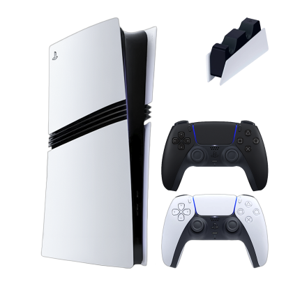 Набір Консоль Sony PlayStation 5 Pro 2TB White Новий  + Геймпад Бездротовий DualSense Midnight Black + Зарядний Пристрій Дротовий DualSense - Retromagaz