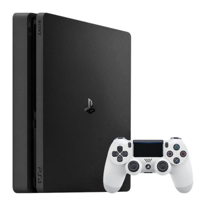 Консоль Sony PlayStation 4 Slim 500GB Black Б/У Хороший + Геймпад Бездротовий Sony PlayStation 4 DualShock 4 Version 2 White Б/У Хороший - Retromagaz