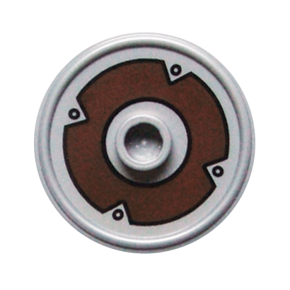 Зброя Lego Щит Round with Stud and Ring Around Edge 91884pb004 6008882 6034914 Flat Silver Б/У - Retromagaz