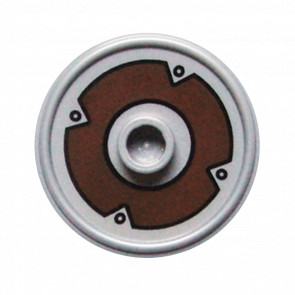 Оружие Lego Щит Round with Stud and Ring Around Edge 91884pb004 6008882 6034914 Flat Silver Б/У - Retromagaz