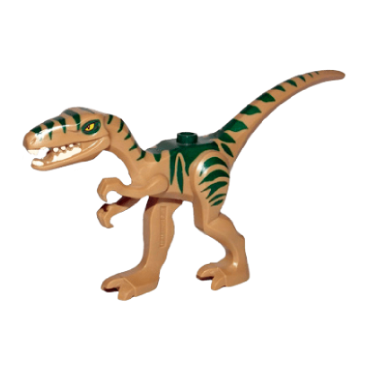 Фігурка Lego Динозавр Coelophysis Gallimimus with Dark Green Stripes and Yellow Eyes Animals 98166pb01 4656225 6018273 Dark Tan Б/У - Retromagaz