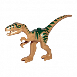 Фігурка Lego Динозавр Coelophysis Gallimimus with Dark Green Stripes and Yellow Eyes Animals 98166pb01 4656225 6018273 Dark Tan Б/У