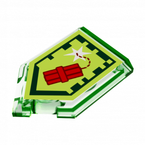 Плитка Lego Модифікована Декоративна Pentagonal Nexo Power Shield Pattern Dynamighty 2 x 3 22385pb028 6133484 6247408 Trans-Bright Green 4шт Б/У