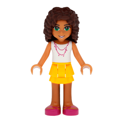 Фигурка Lego Girl Andrea Bright Light Orange Layered Skirt Friends frnd132 2 Б/У - Retromagaz