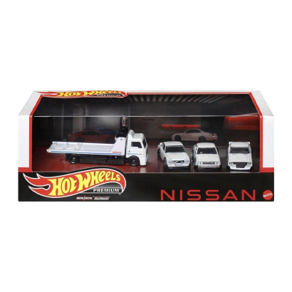 Машинка Premium Hot Wheels 4шт Nissan Skyline HT 2000GT-X / C210 / 2000GT-R LBWK / Fleet Street Diorama 1:64 HKC16 White - Retromagaz