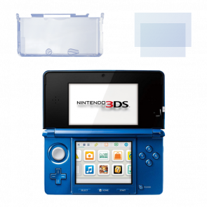 Набір Консоль Nintendo 3DS Модифікована 32GB Cobalt Blue + 10 Вбудованих Ігор Б/У  + Захисна Плівка RMC Trans Clear Новий + Чохол Твердий   Новий - Retromagaz